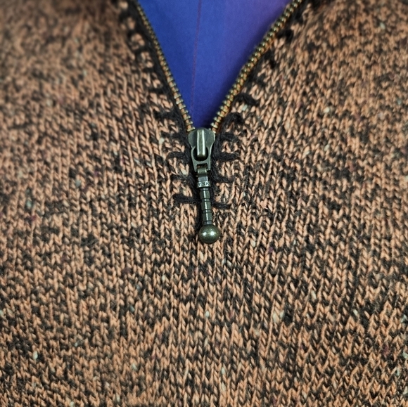 Woolrich Rust & Brown Flecked 1/4 Zip Wool Blend Sweater Size Large Women's - Picture 3 of 10